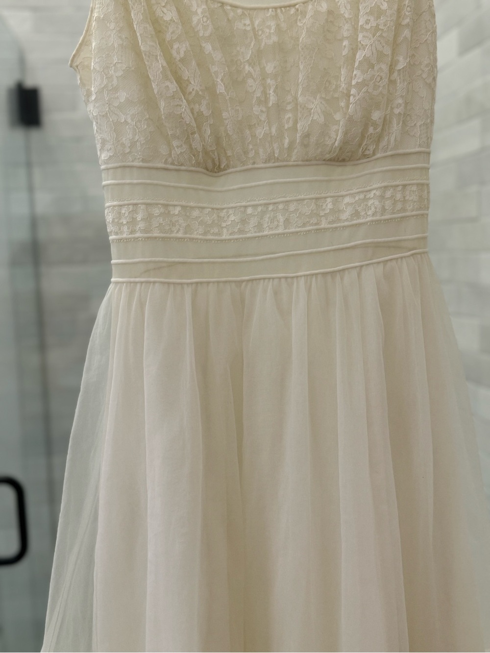 1960s Shadowline  Nightgown Chiffon Lace Lingerie Vintage Sz S - Picture 6 of 16